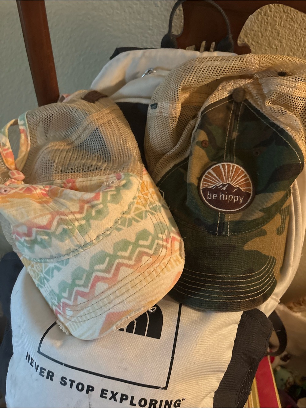 Women’s caps. Be Hippy Camo Trucker Hat - Green & Tan & Camo Har